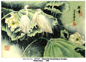 A29 Egrets With Lotus